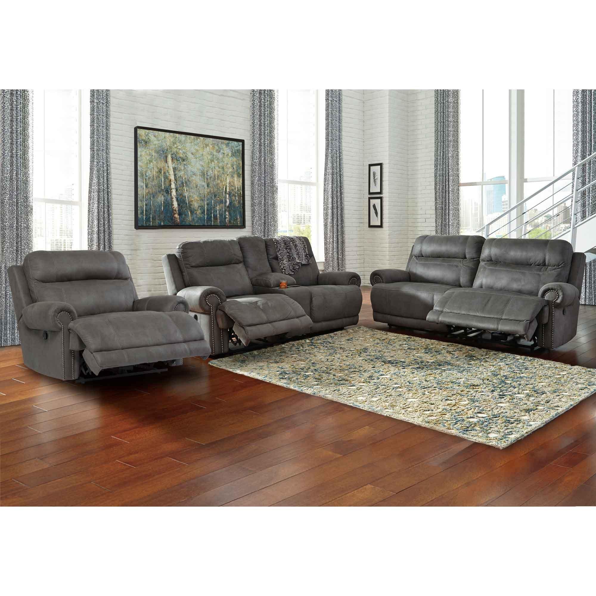 Rent to Own Ashley 3 Piece Austere Reclining Sofa Loveseat